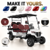 Custom Colors and Branding for LSV 4+2 Custom colors and logo placement options for an LSV 4+2 electric golf cart