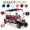 Custom Colors and Branding for LSV 6-Seater Custom color and logo options for a pink LSV 6-seater electric golf cart