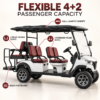 LSV 4+2 Cockpit and Premium Interior LSV 4+2 golf cart cockpit with digital display, intuitive controls and burgundy seats