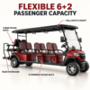Flexible 6+2 Passenger Capacity LSV LSV golf cart with six forward-facing seats, two rear-facing seats and a rear footboard