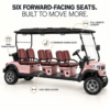 Six Forward-Facing Seat LSV Features LSV golf cart with six forward-facing seats, full-length canopy and rear storage holder