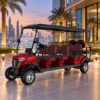 Red LSV 6+2 for Dubai Business Properties Red LSV 6+2 electric golf cart outside a modern Dubai business campus
