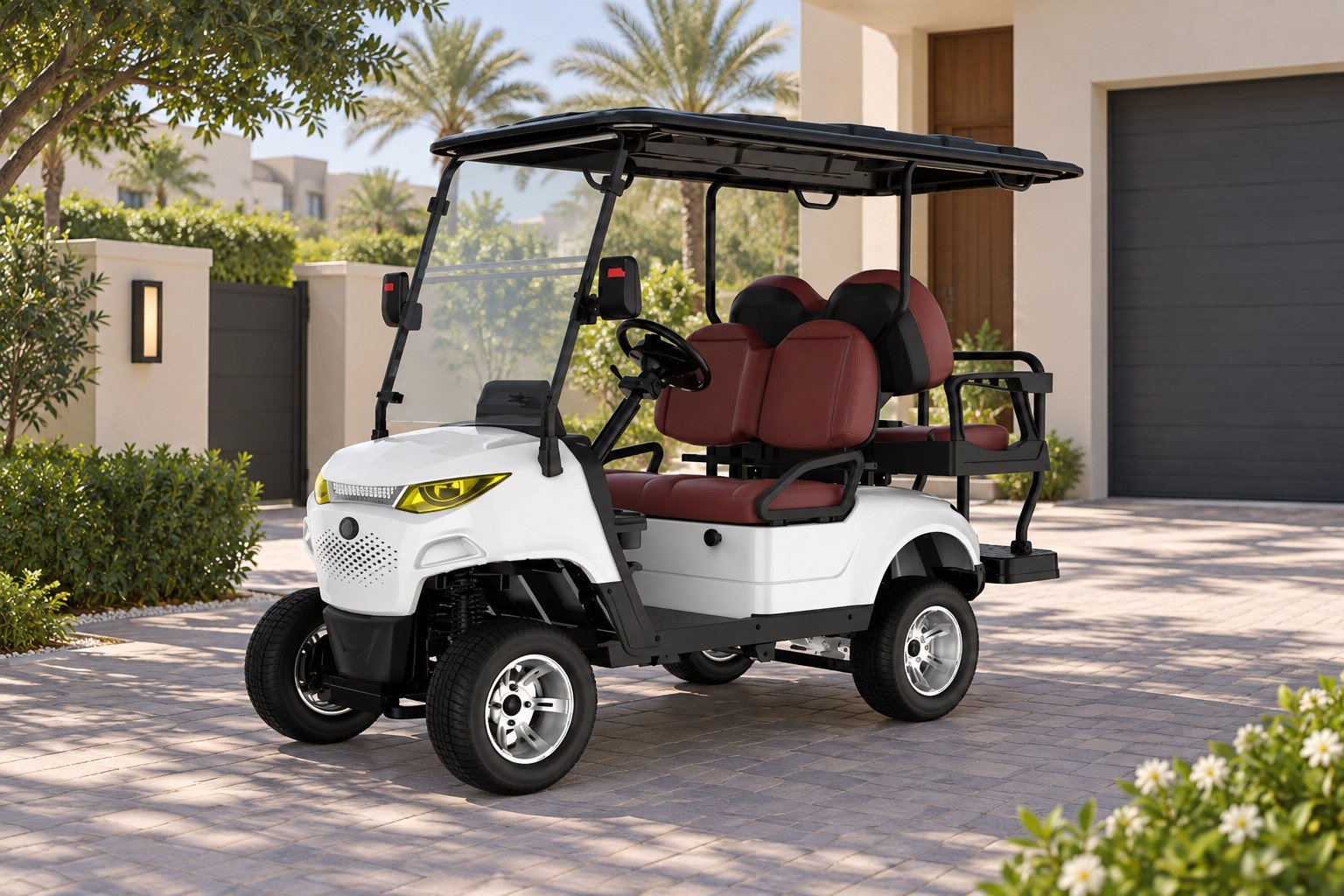 SUN CART MXV 2+2 electric golf cart in a Dubai villa community