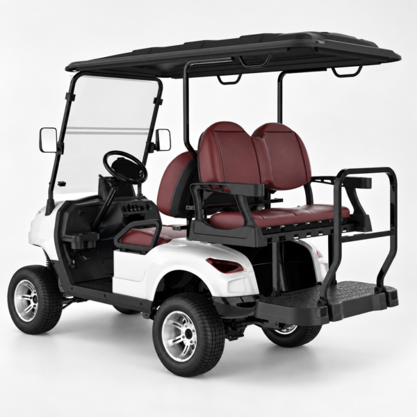 MXV 2+2 Rear Passenger Seating MXV 2+2 electric golf cart rear passenger seats and entry step detail