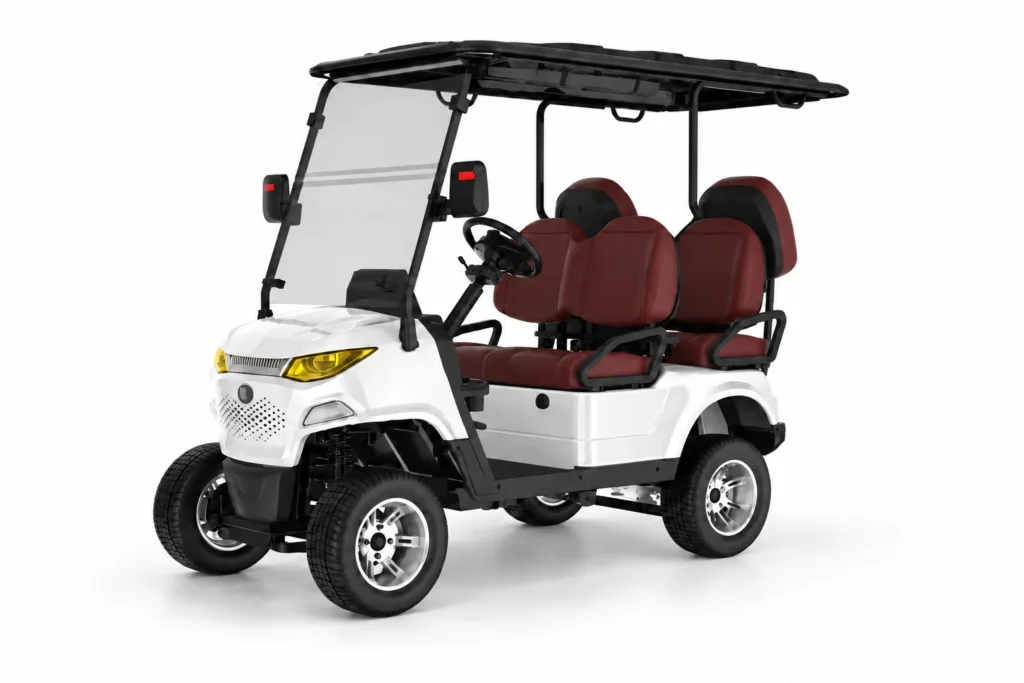 White SUN CART MXV 4+0 four-seat forward-facing electric golf cart