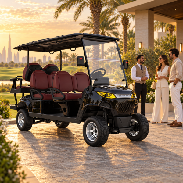 MXV 4+2 Black Resort Guest Transport Black SUN-CART MXV 4+2 electric golf cart for Dubai golf resort guest transport