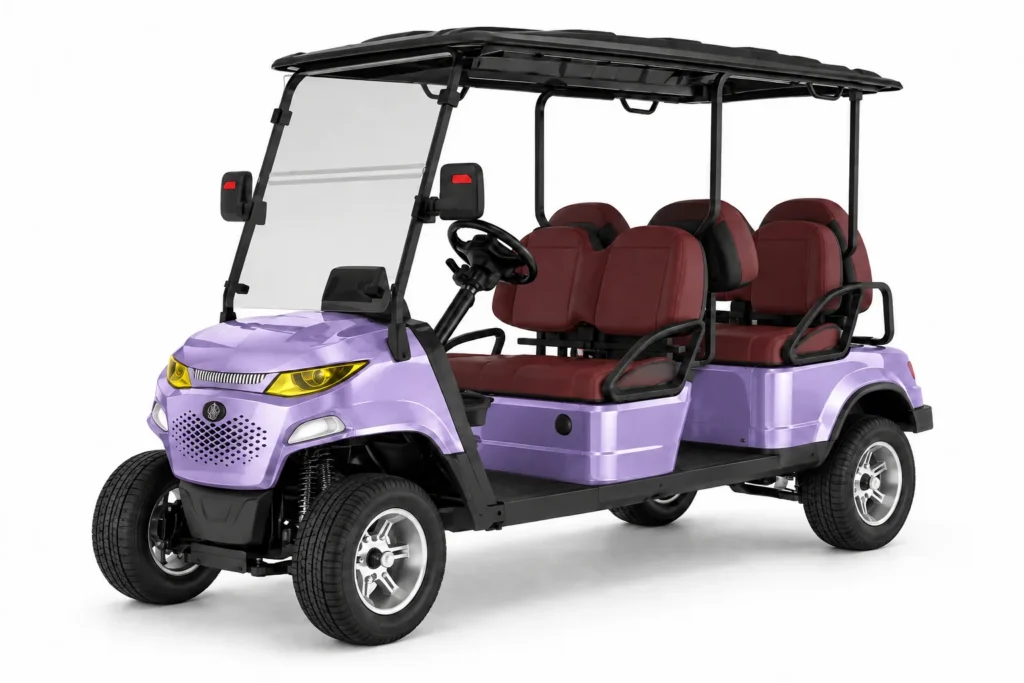 Light purple SUN CART MXV 6+0 six-seat forward-facing electric golf cart
