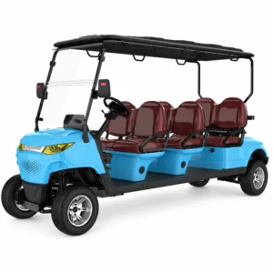 MXV 6+0 Sky Blue Six Seat Electric Golf Cart Sky blue SUN-CART MXV 6+0 six seat electric golf cart front three-quarter view