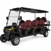 MXV 6+2 Black Eight Seat Electric Golf Cart Black SUN-CART MXV 6+2 eight seat electric golf cart front three-quarter view
