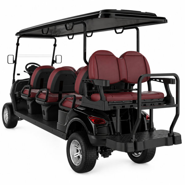 MXV 6+2 Black Rear Seating Detail Black SUN-CART MXV 6+2 rear-facing seats and boarding platform detail