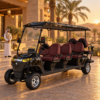 MXV 6+2 Desert Resort Guest Transport Black SUN-CART MXV 6+2 electric golf cart at a Dubai desert resort
