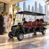 MXV 6+2 Dubai Marina Hotel Shuttle Black SUN-CART MXV 6+2 electric golf cart at a Dubai Marina hotel