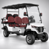 Pearl White LSV 4+2 Electric Golf Cart Pearl white Suncart LSV 4+2 electric golf cart with a rear-facing passenger seat