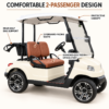 TXV 2+0 Two-Passenger Comfort Features TXV 2+0 electric golf cart with two forward-facing seats, quilted upholstery and rear golf bag support