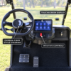 TXV 4+0 Touchscreen Cockpit TXV 4+0 golf cart cockpit with touchscreen display and carbon-fiber style steering wheel