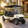 TXV 4+0 Touchscreen Cockpit TXV 4+0 golf cart cockpit with touchscreen display and carbon-fiber style steering wheel