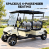Spacious TXV 4+0 Four-Passenger Seating TXV 4+0 golf cart with four forward-facing seats in two rows and a full-length canopy