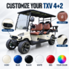 Custom Colors and Branding for TXV 4+2 Custom color and logo placement options for the TXV 4+2 electric golf cart