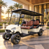 TXV 4+2 for Dubai Hotels and Properties Ivory TXV 4+2 six-passenger electric golf cart at a Dubai luxury hotel