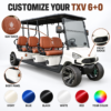Custom Colors and Branding for TXV 6+0 Custom color and logo placement options for the TXV 6+0 electric golf cart