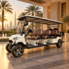 TXV 6+2 for Dubai Hotels and Properties Ivory TXV 6+2 eight-passenger electric golf cart at a Dubai luxury hotel