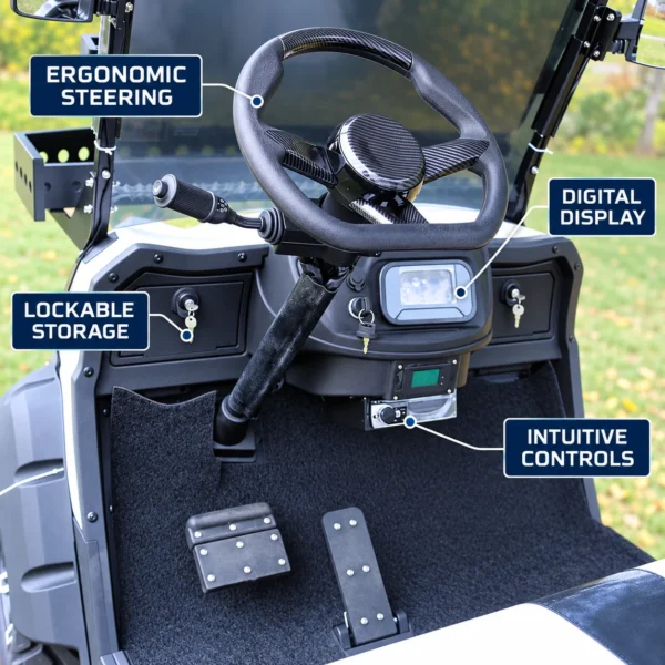 UTV 4+2 cockpit with digital display, ergonomic steering and lockable storage