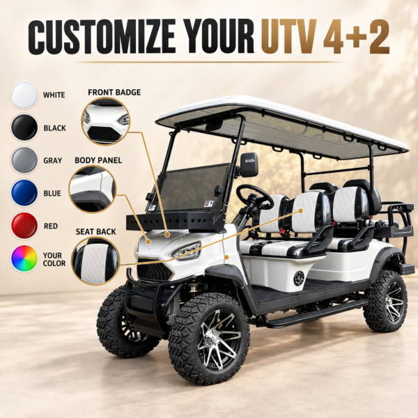 Custom color and logo options for the UTV 4+2 off-road electric cart